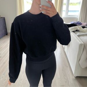 Aritzia Cozy Fleece Black Crewneck Sweatshirt